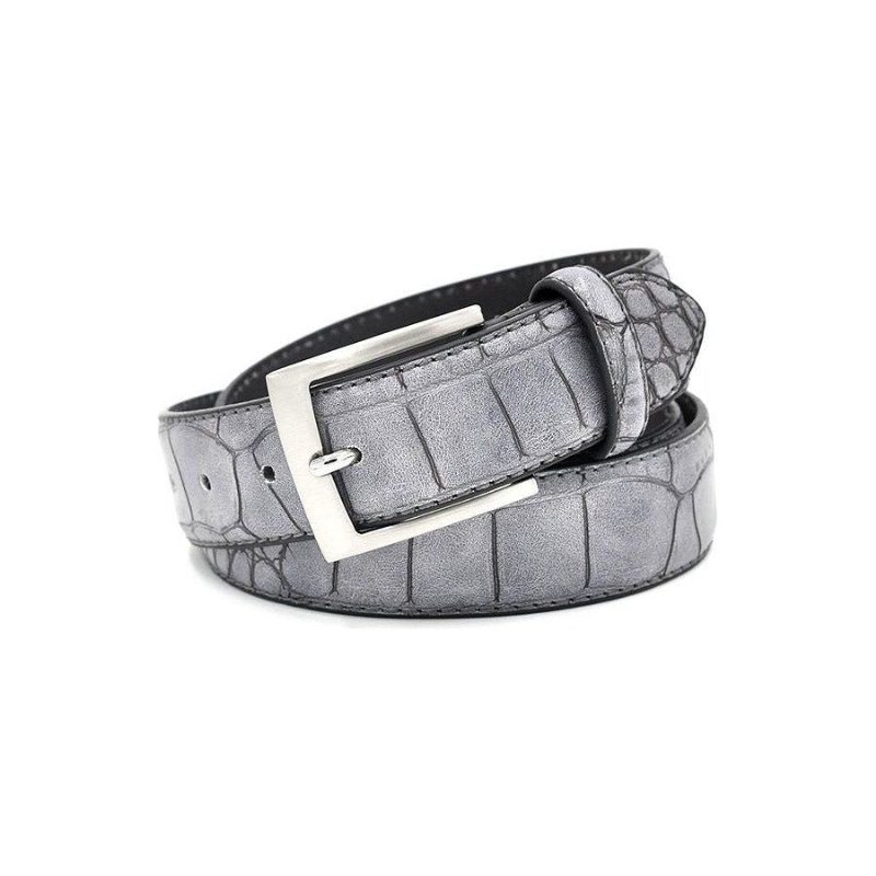 Herenriemen Alligator Luxe Getextureerde Lederen Riem - Grijs