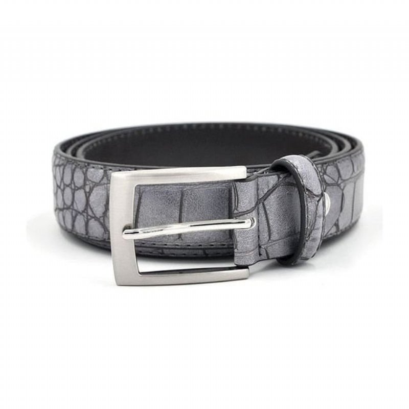 Herenriemen Alligator Luxe Getextureerde Lederen Riem - Grijs