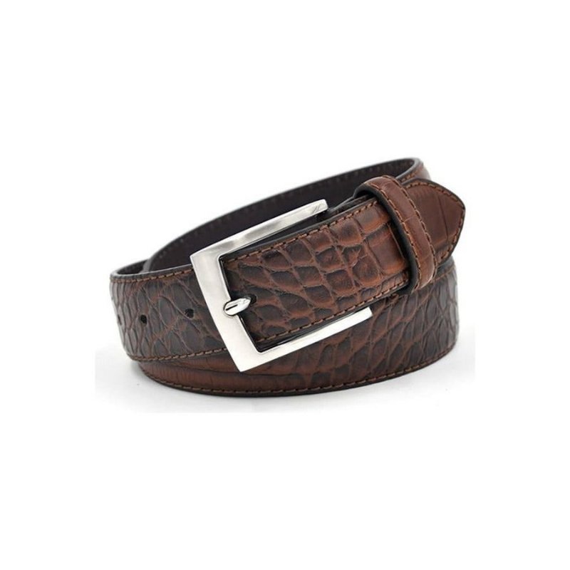 Herenriemen Alligator Luxe Getextureerde Lederen Riem - Koffie