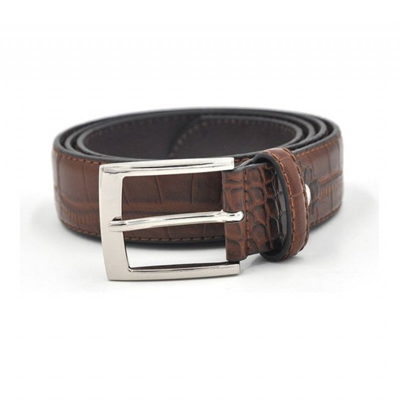 Herenriemen Alligator Luxe Getextureerde Lederen Riem - Koffie