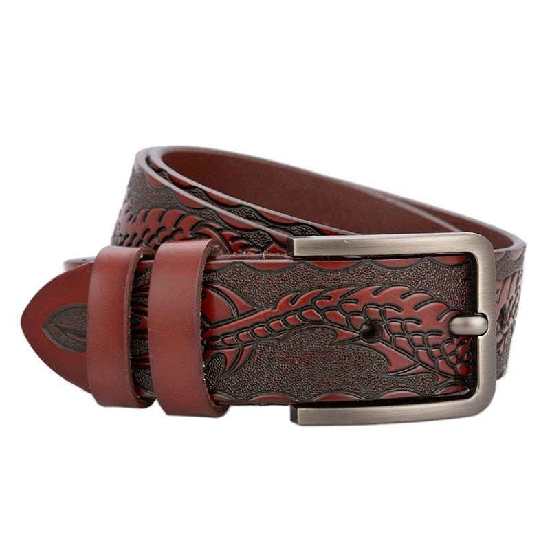 Herenriemen Bloemen Luxe Lederen Riem - Rood