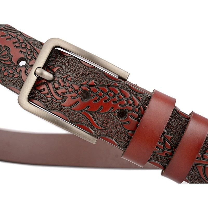 Herenriemen Bloemen Luxe Lederen Riem - Rood