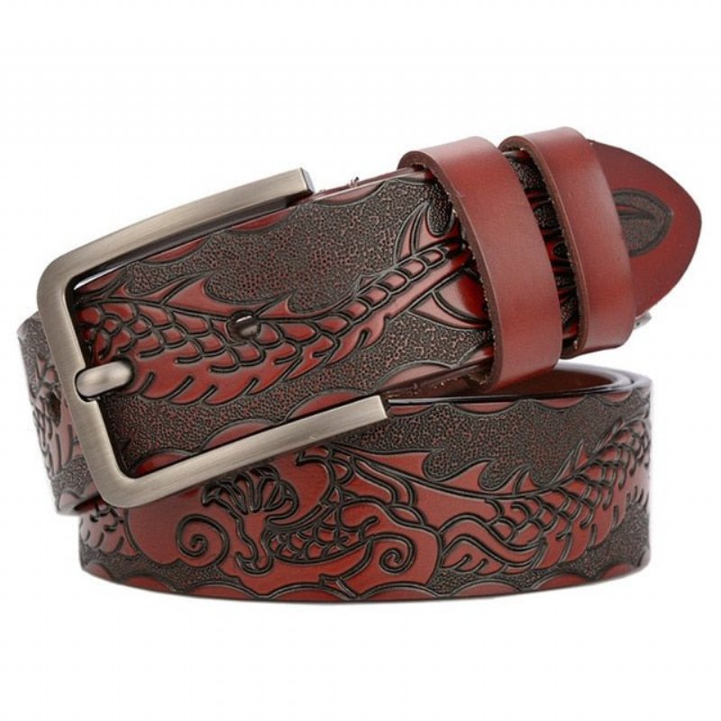 Herenriemen Bloemen Luxe Lederen Riem - Rood