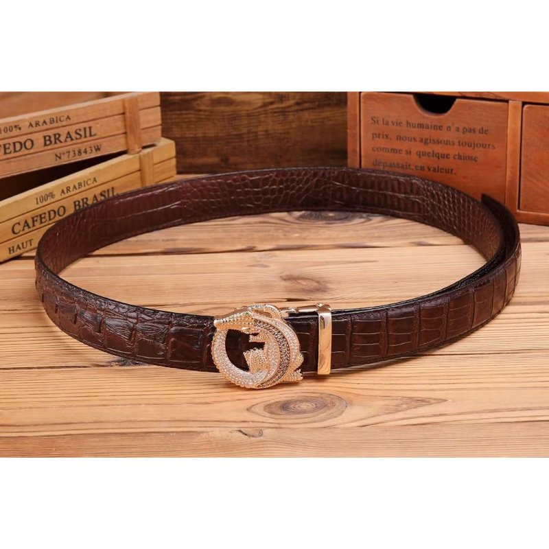 Herenriemen Elegance-riem Met Reliëfriem - Koffie