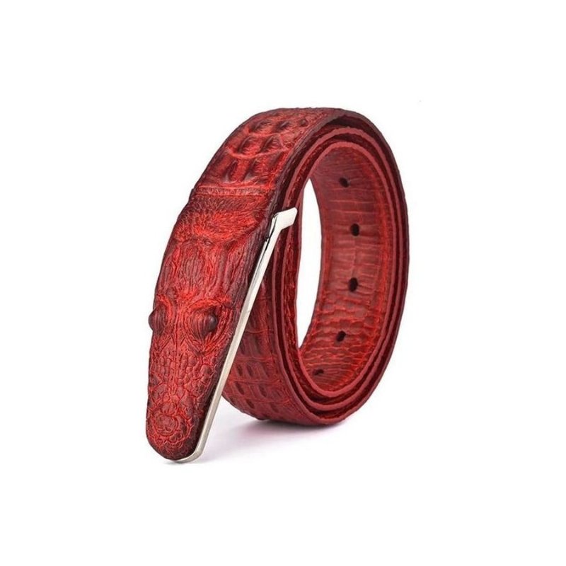 Herenriemen Exotische Leren Riem Met Alligatorprint - Rood