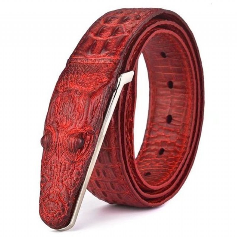 Herenriemen Exotische Leren Riem Met Alligatorprint - Rood