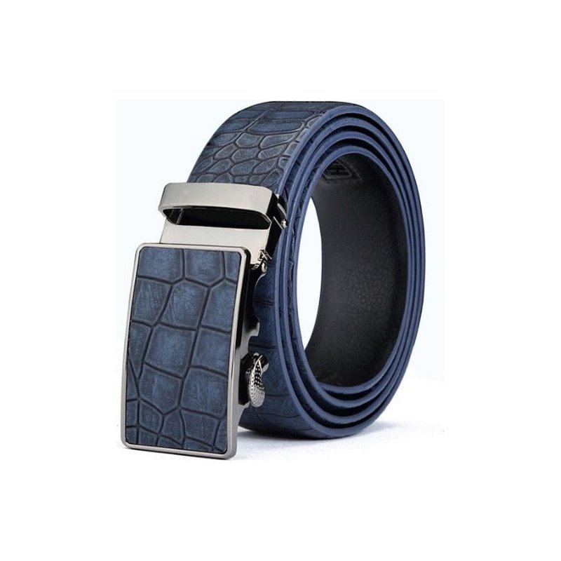 Herenriemen Leren Riem Met Automatische Gesp - Blauw