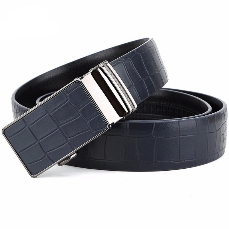 Herenriemen Leren Riem Met Automatische Gesp - Blauw 2