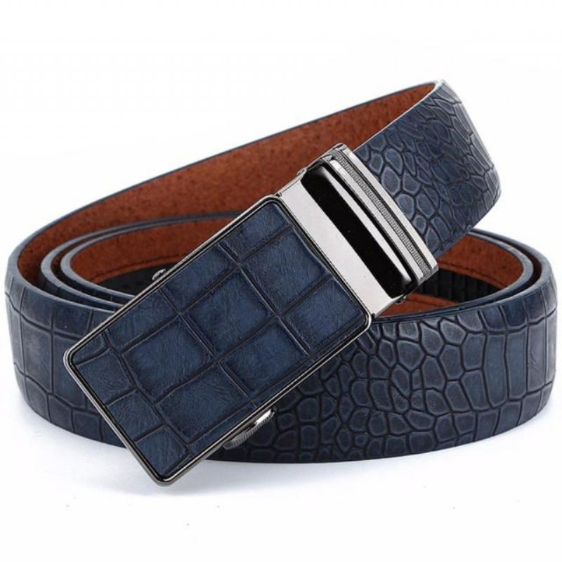 Herenriemen Leren Riem Met Automatische Gesp - Blauw 2