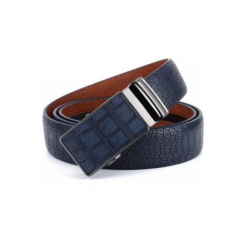 Herenriemen Leren Riem Met Automatische Gesp - Blauw 2