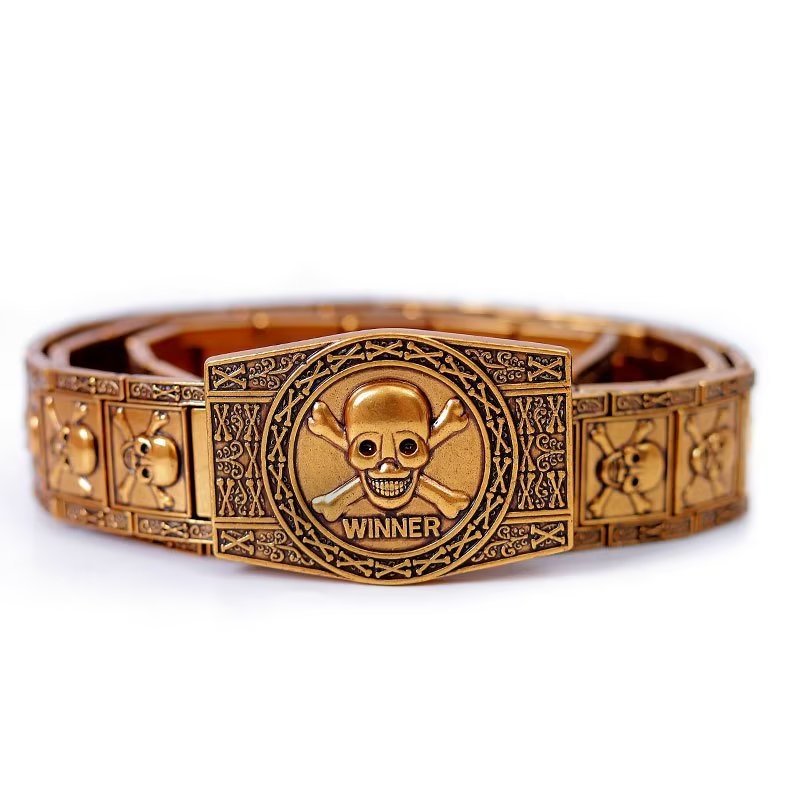 Herenriemen Skull & Crossbones Roestvrijstalen Edgy Gespriem - Goud