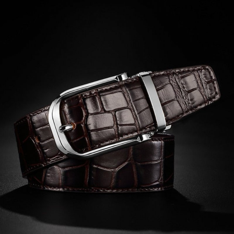 Herenriemen Vintage Luxe Croco Lederen Riem - Koffie