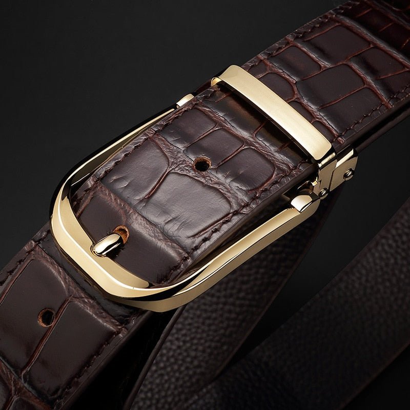 Herenriemen Vintage Luxe Croco Lederen Riem - Koffie