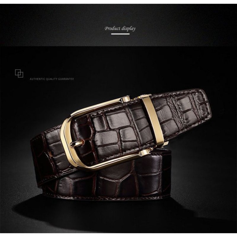 Herenriemen Vintage Luxe Croco Lederen Riem - Koffie