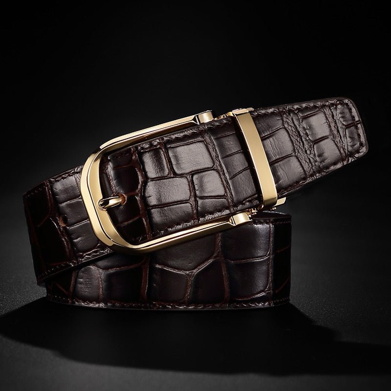 Herenriemen Vintage Luxe Croco Lederen Riem - Koffie 2