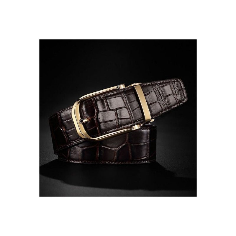 Herenriemen Vintage Luxe Croco Lederen Riem - Koffie 2