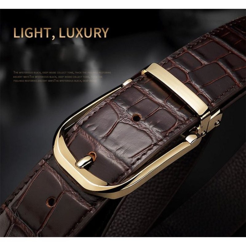 Herenriemen Vintage Luxe Croco Lederen Riem - Koffie 2