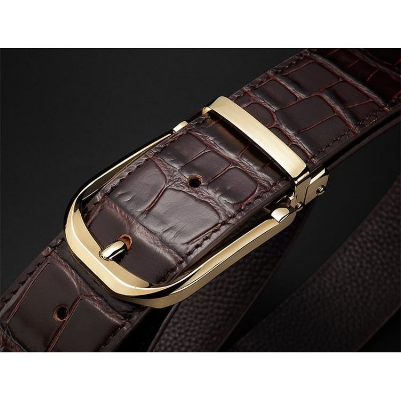 Herenriemen Vintage Luxe Croco Lederen Riem - Koffie 2