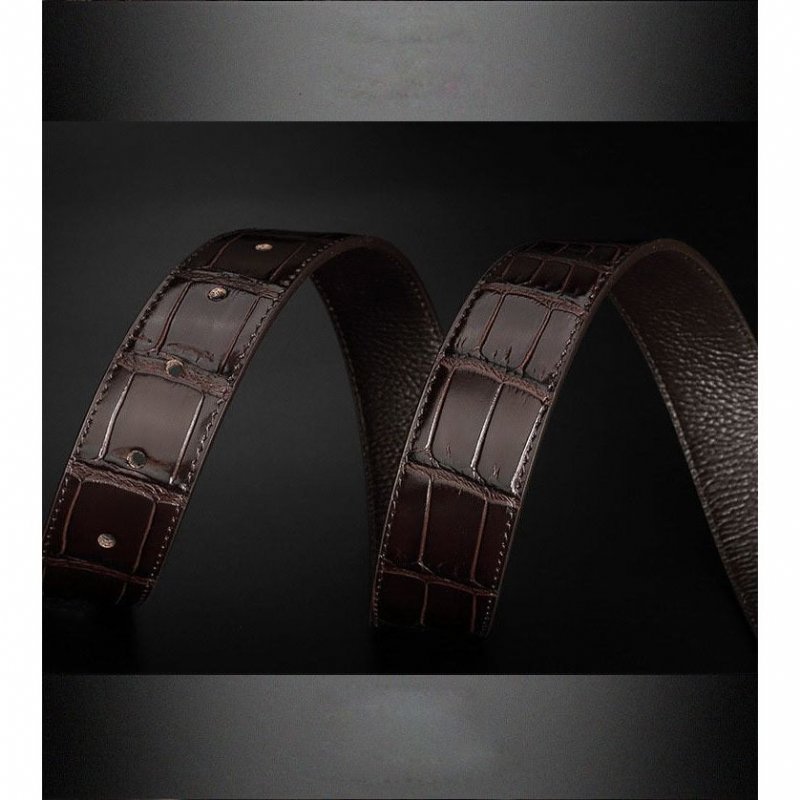 Herenriemen Vintage Luxe Croco Lederen Riem - Koffie 2