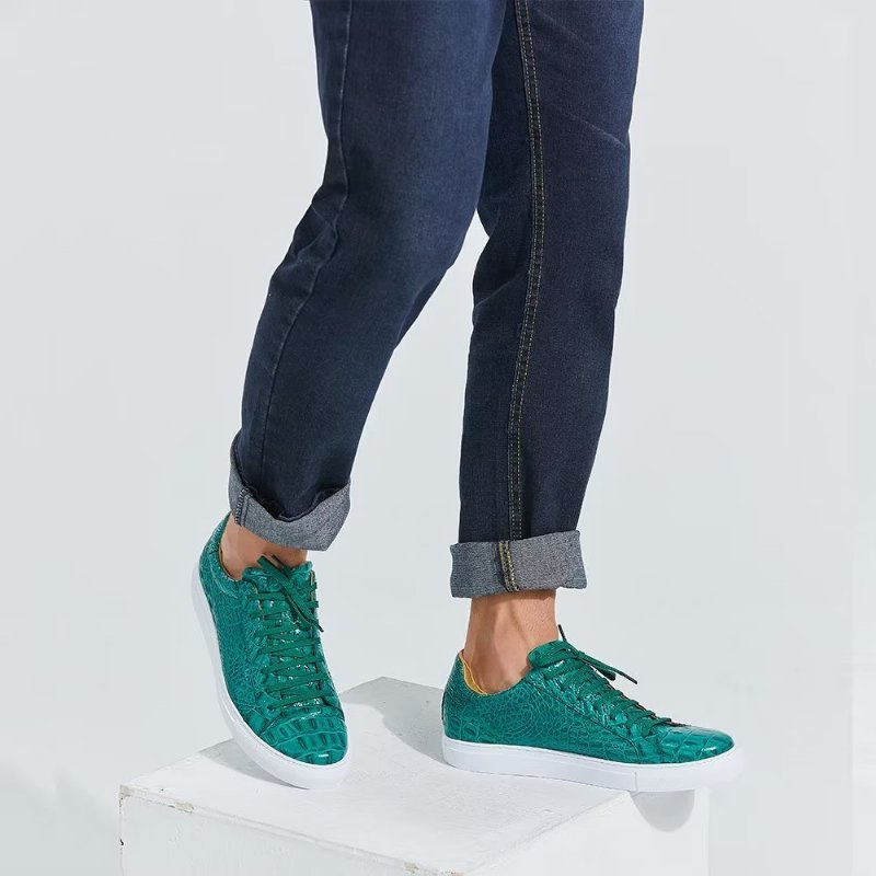 Herensneakers Exotische Sneakers Met Veters - Groen