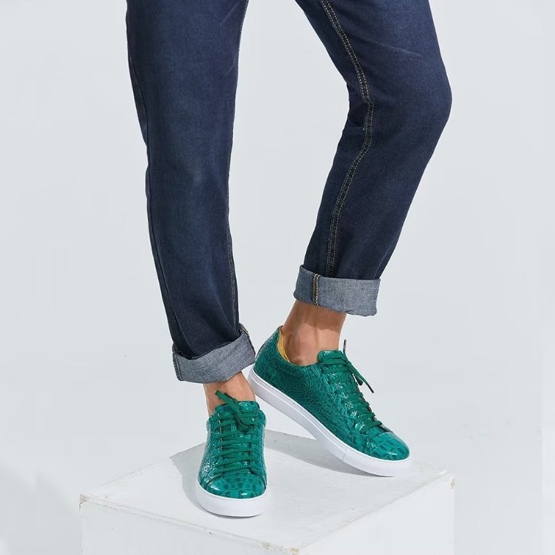 Herensneakers Exotische Sneakers Met Veters - Groen