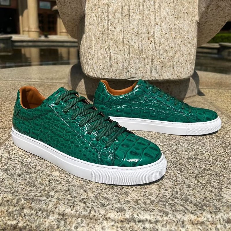 Herensneakers Exotische Sneakers Met Veters - Groen