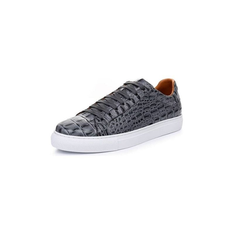 Herensneakers Exotische Sneakers Met Veters - Grijs