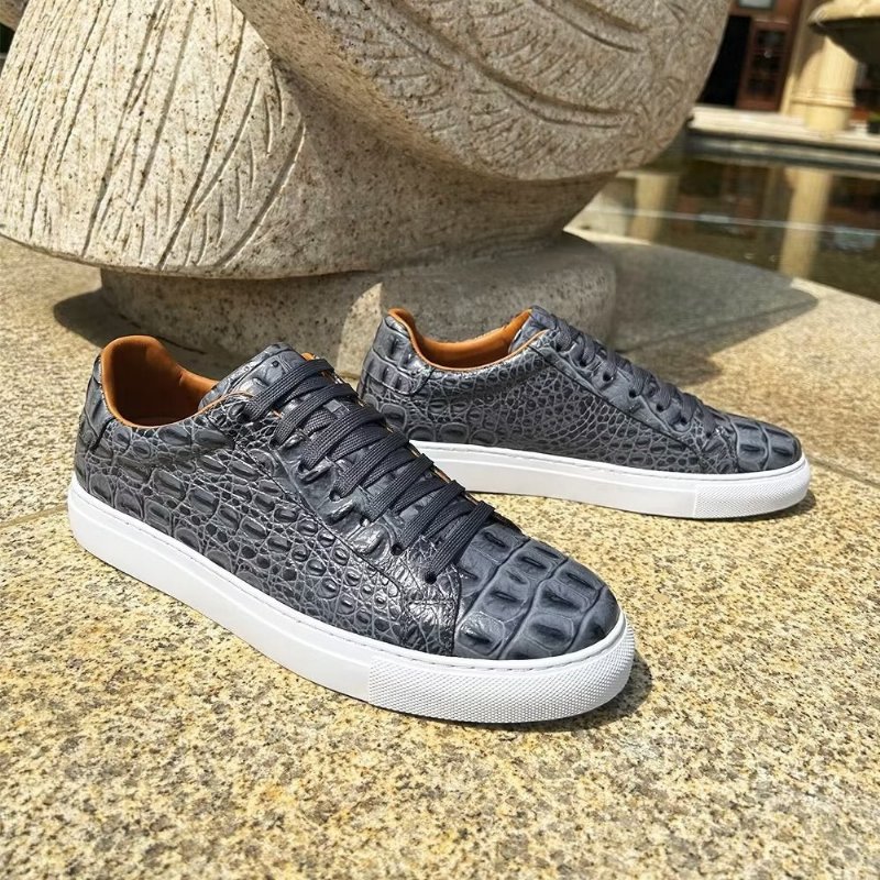 Herensneakers Exotische Sneakers Met Veters - Grijs