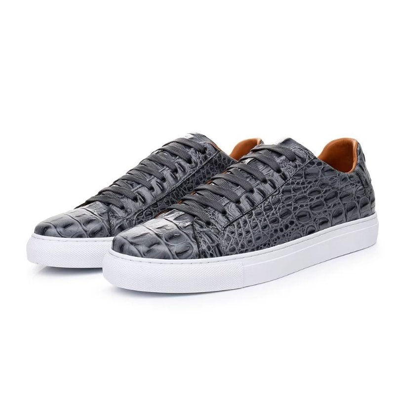 Herensneakers Exotische Sneakers Met Veters - Grijs