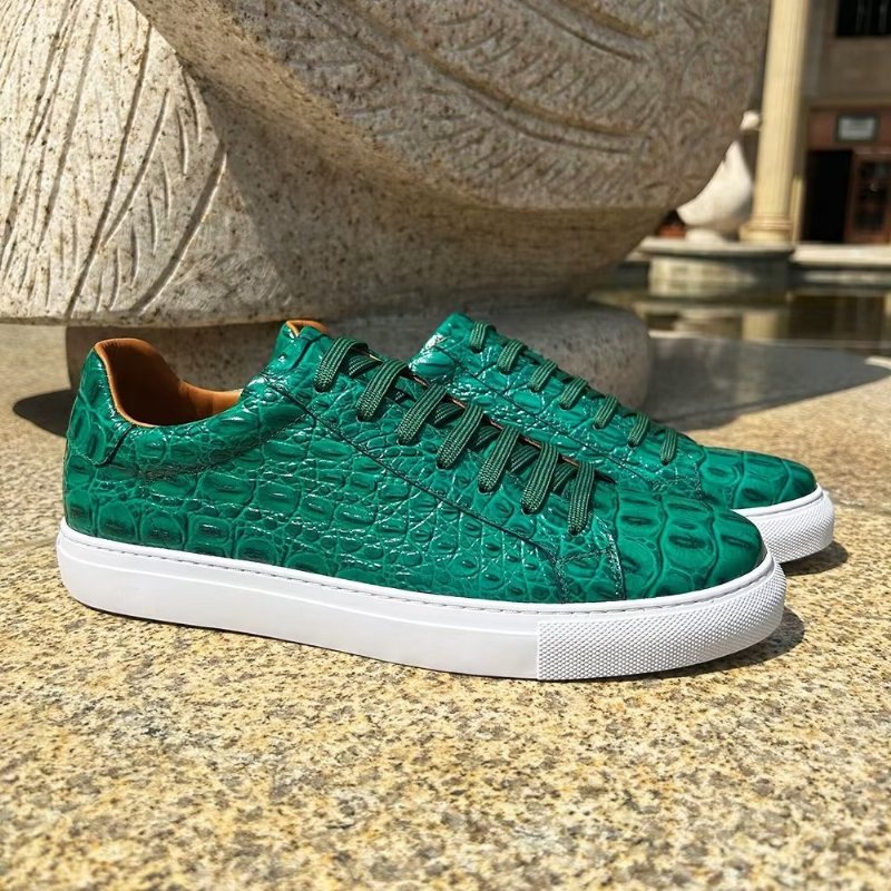 Herensneakers Exotische Sneakers Met Veters - Groen