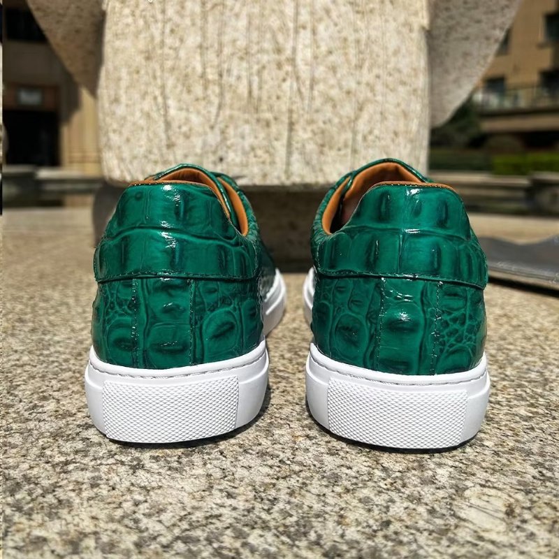 Herensneakers Exotische Sneakers Met Veters - Groen