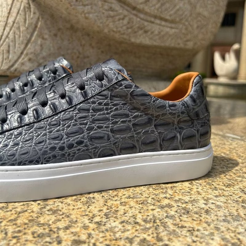 Herensneakers Exotische Sneakers Met Veters - Grijs