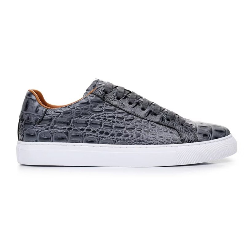 Herensneakers Exotische Sneakers Met Veters - Grijs