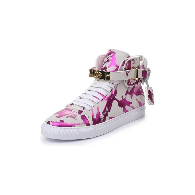 Herensneakers Graffiti Artisan Rundleer High Top Sneaks - Paars