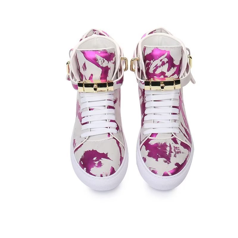 Herensneakers Graffiti Artisan Rundleer High Top Sneaks - Paars