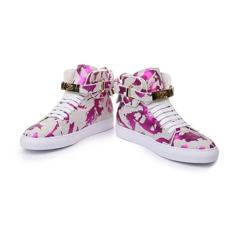 Herensneakers Graffiti Artisan Rundleer High Top Sneaks - Paars