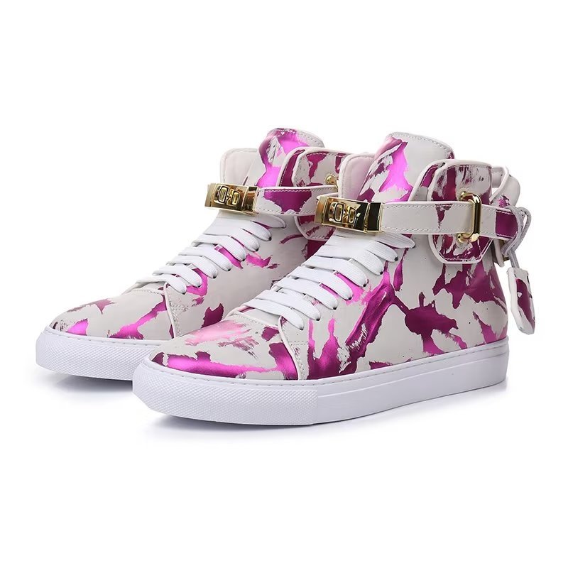 Herensneakers Graffiti Artisan Rundleer High Top Sneaks - Paars