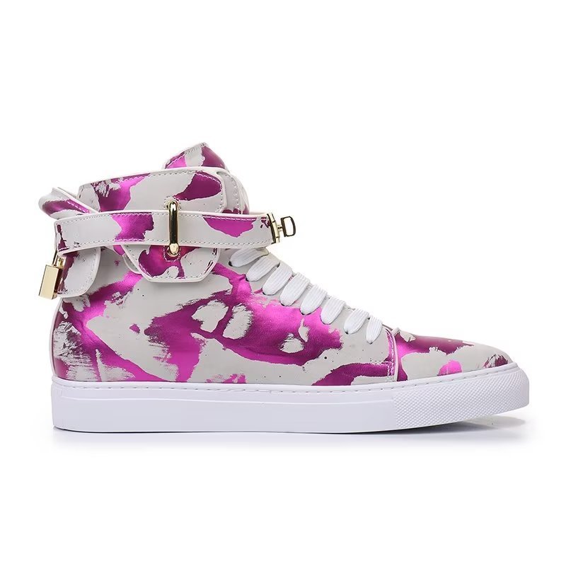 Herensneakers Graffiti Artisan Rundleer High Top Sneaks - Paars