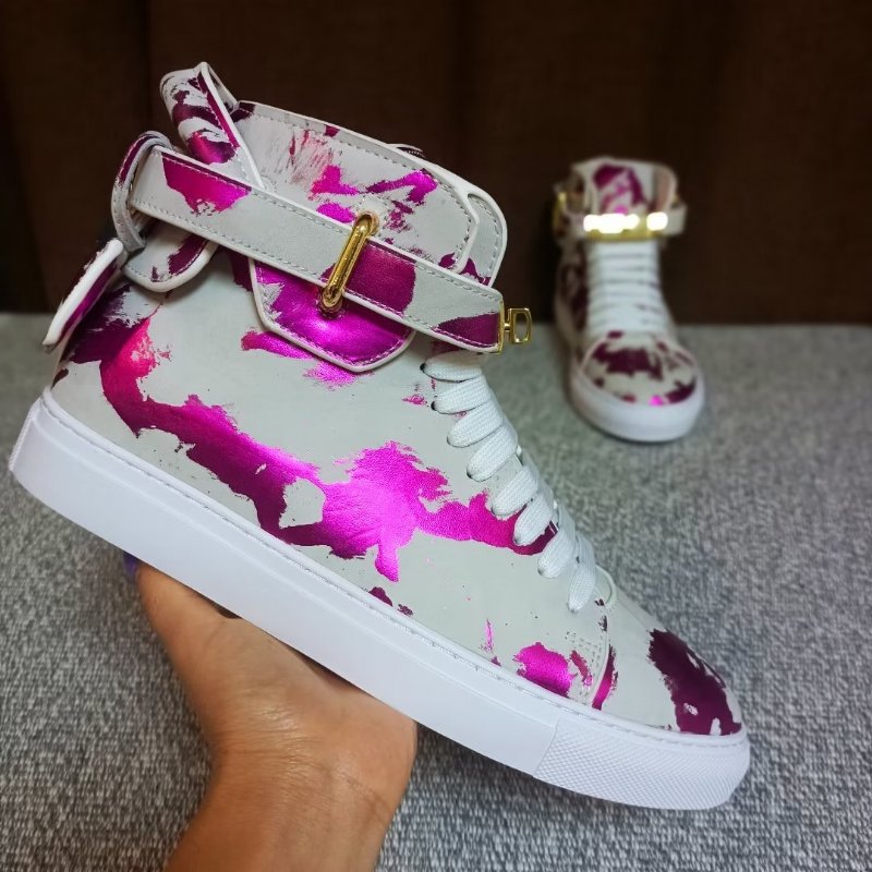 Herensneakers Graffiti Artisan Rundleer High Top Sneaks - Paars