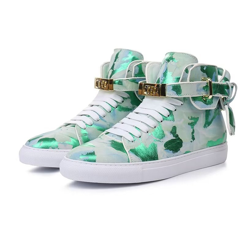 Herensneakers Graffiti Artisan Rundleer High Top Sneaks - Groen