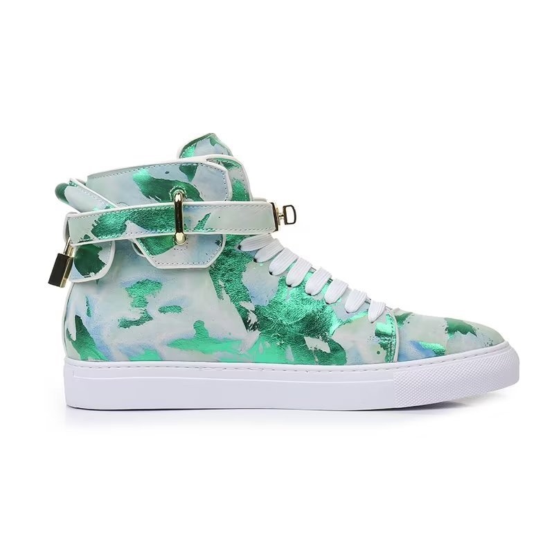 Herensneakers Graffiti Artisan Rundleer High Top Sneaks - Groen