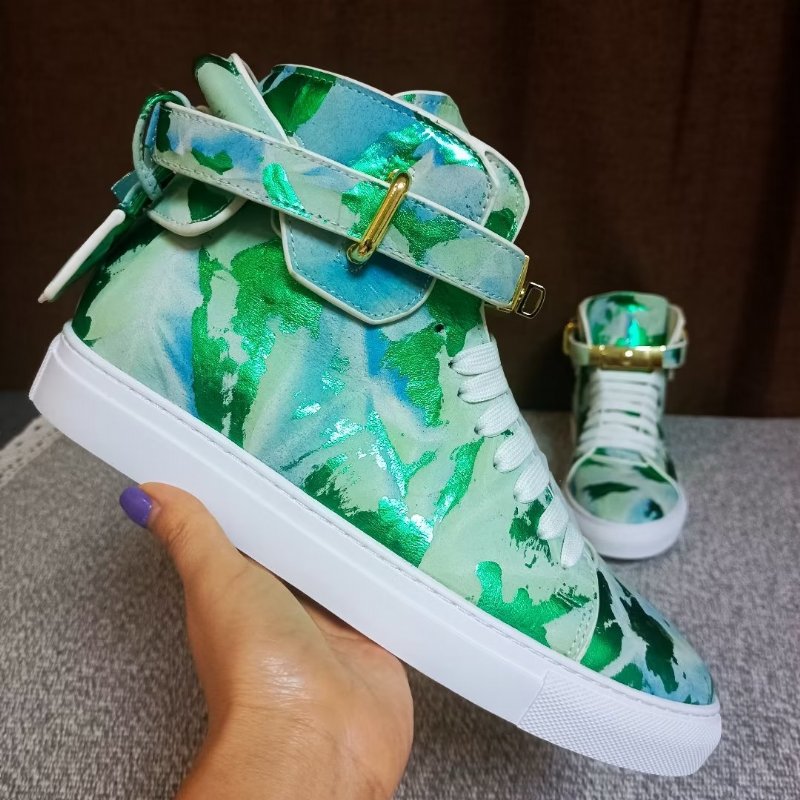 Herensneakers Graffiti Artisan Rundleer High Top Sneaks - Groen