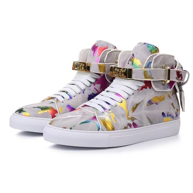 Herensneakers Graffiti Elite Rundleer Hoge Kicks - Meerkleurig