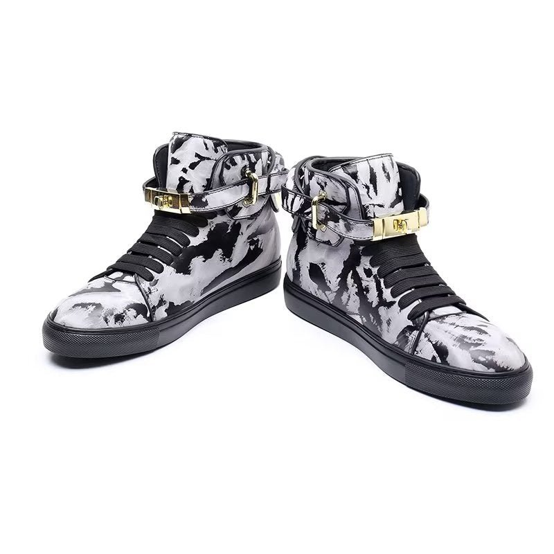 Herensneakers Graffiti Vogue Hoge Sneakers Koeienhuid - Meerkleurig