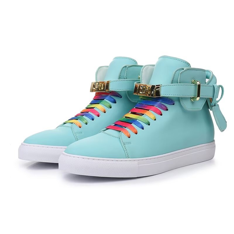 Herensneakers Hoge Sneakers Met Metalen Glamour - Blauw