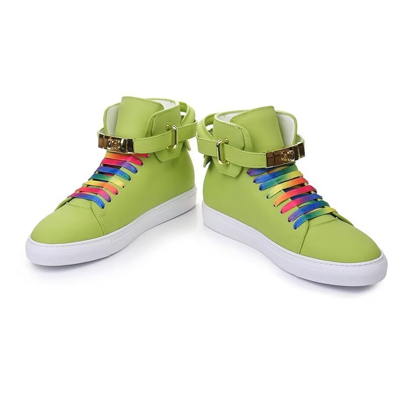 Herensneakers Hoge Sneakers Met Metalen Glamour - Groen