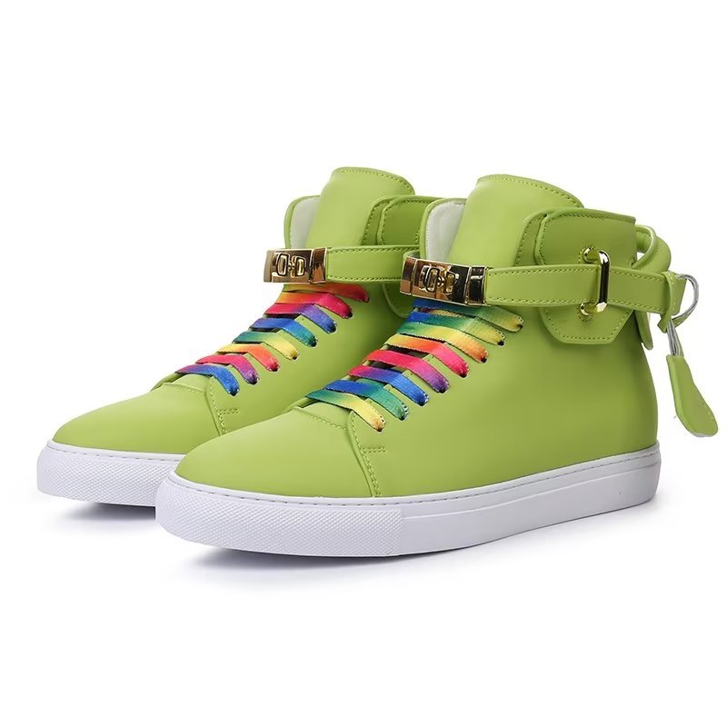 Herensneakers Hoge Sneakers Met Metalen Glamour - Groen