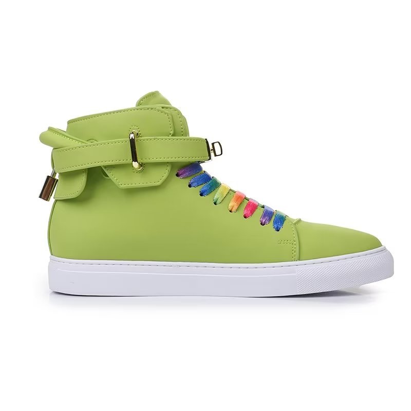 Herensneakers Hoge Sneakers Met Metalen Glamour - Groen