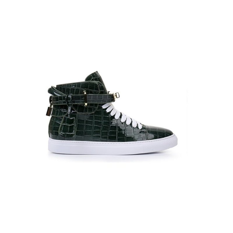 Herensneakers Luxe Crocemboss Hoge Casual Sneakers - Groen