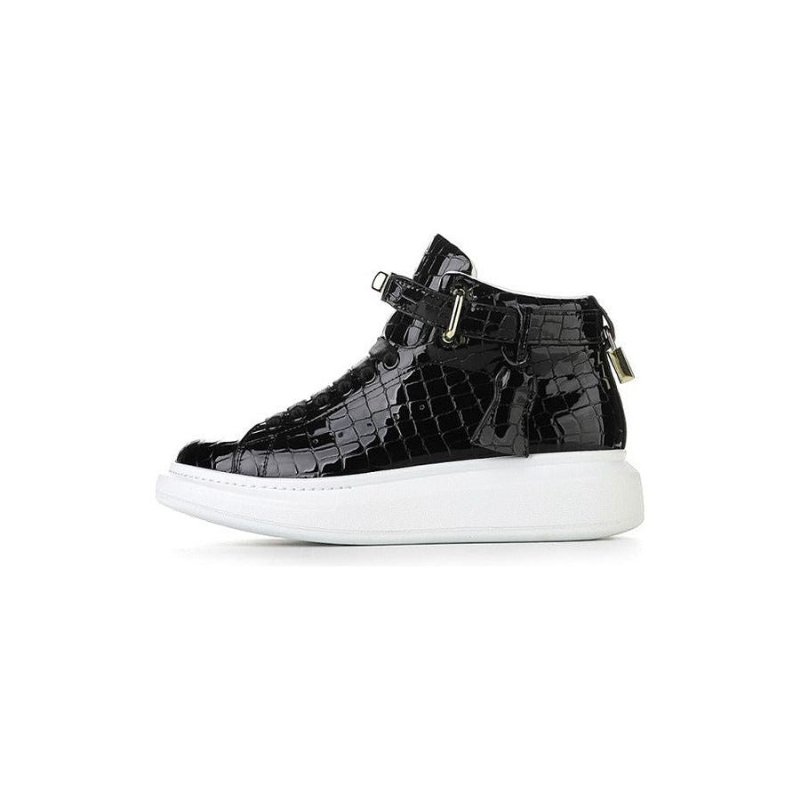 Herensneakers Luxe Crocemboss Hoge Designer Sneakers